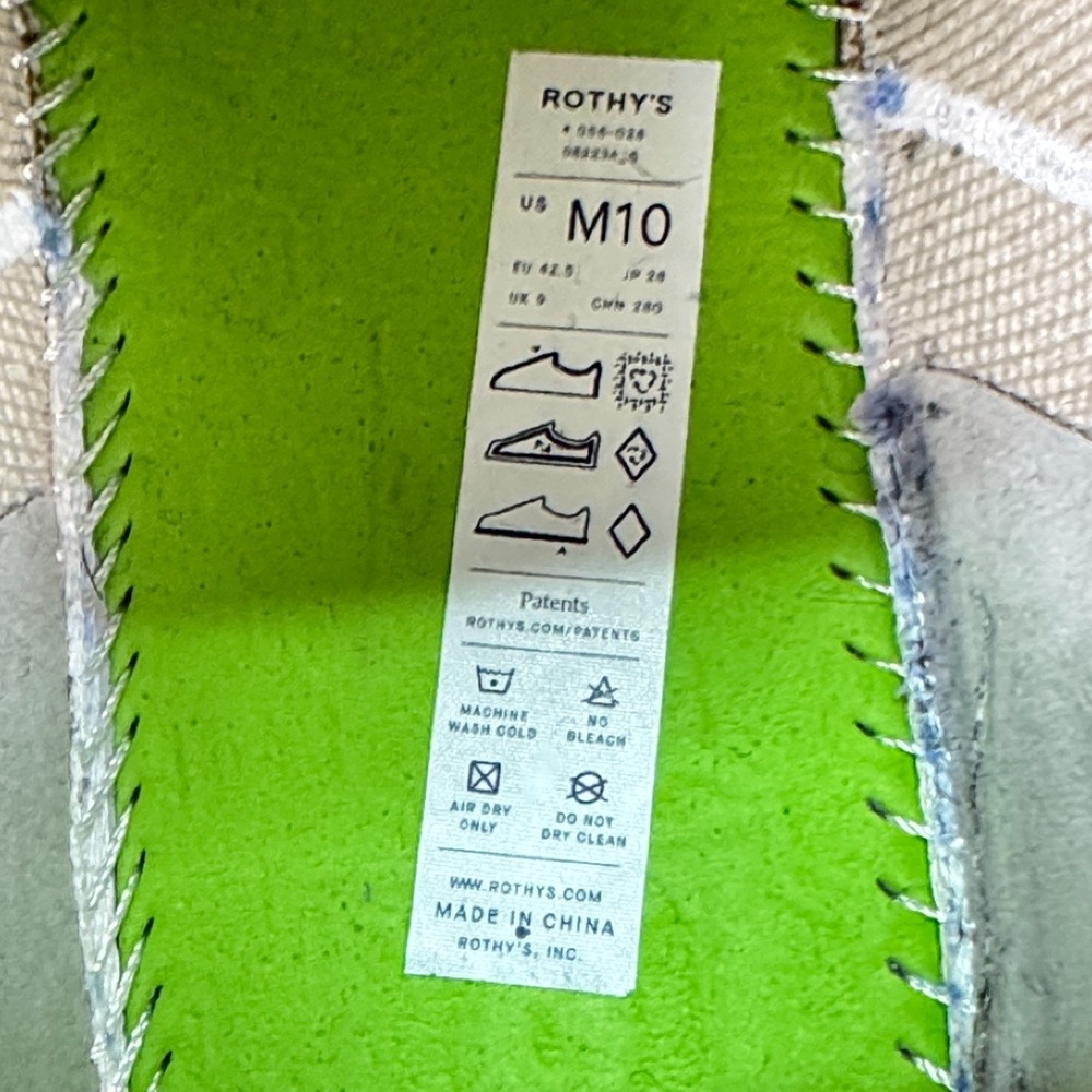 Rothys Shoes Mens 10 Arctic Stone RS01 Lace Up‎ Casual Walking Comfort Everyday - Picture 10 of 11